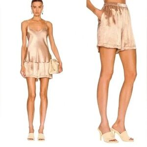 ENZA COSTA WOMENS SMALL SATIN BERMUDA SHORTS LUXURY CASUAL POCKETED STYLE